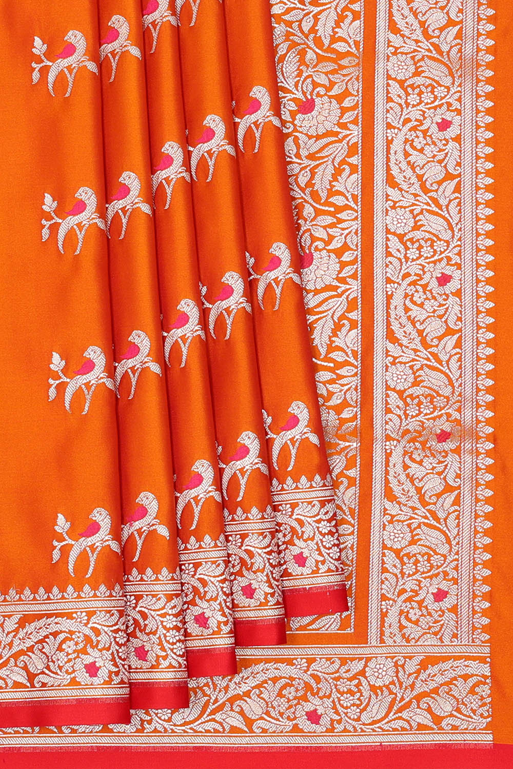 Image of Banarasi Silk Orange Saree
