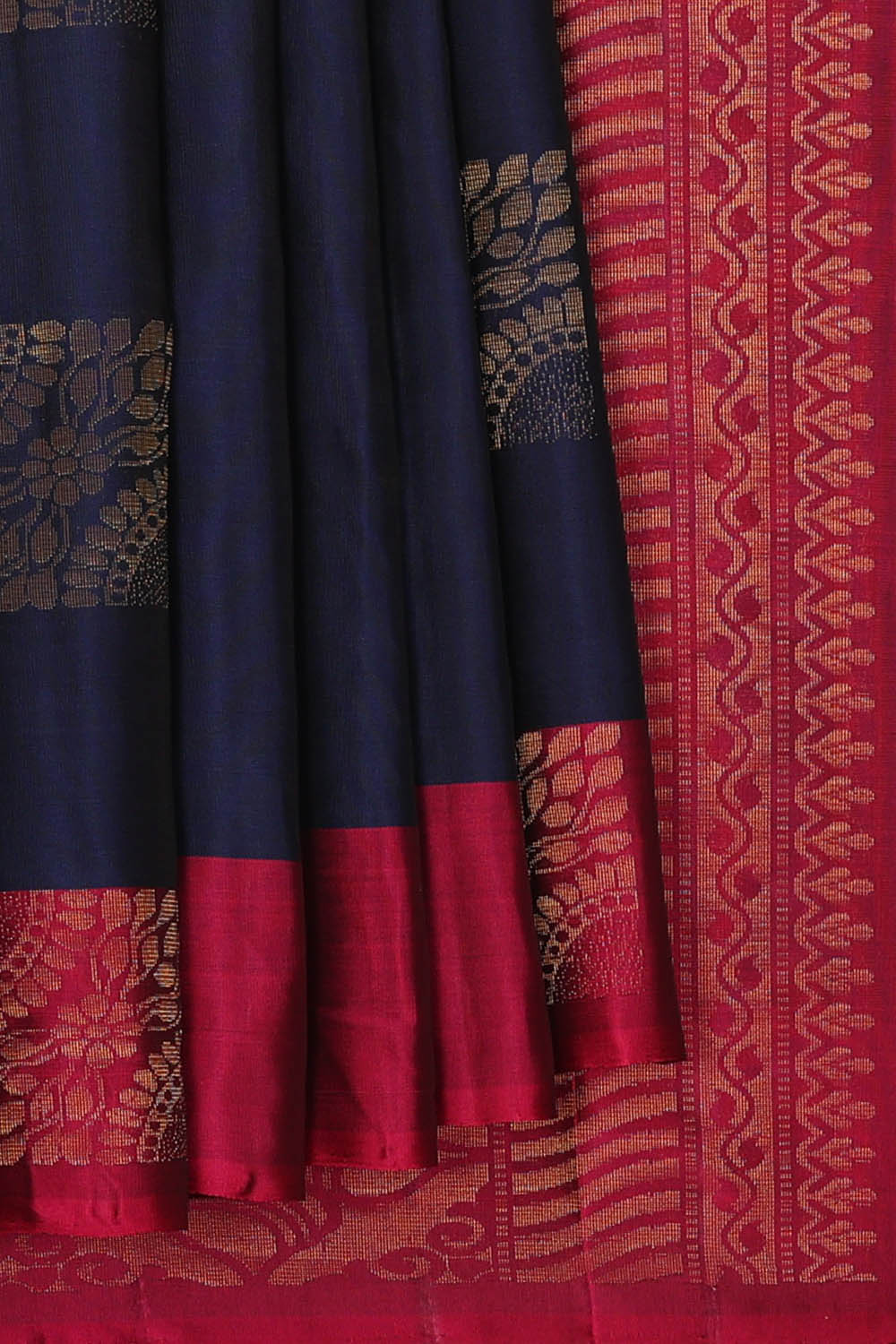 Image of Kanchipattu Silk Navy Blue Saree