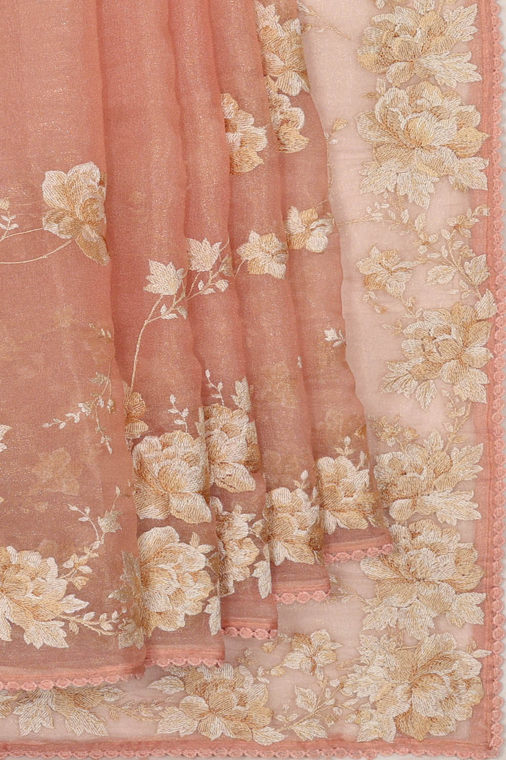 Image of Kora Silk Light Peach Pink Saree