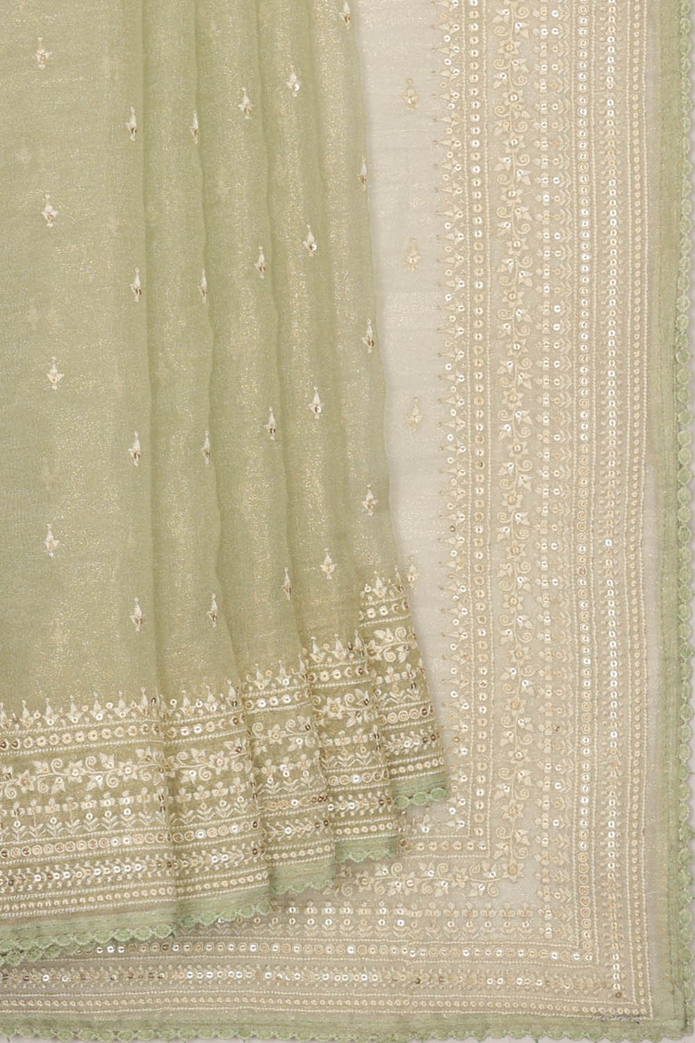 Image of Kora Silk Pastel Green Saree