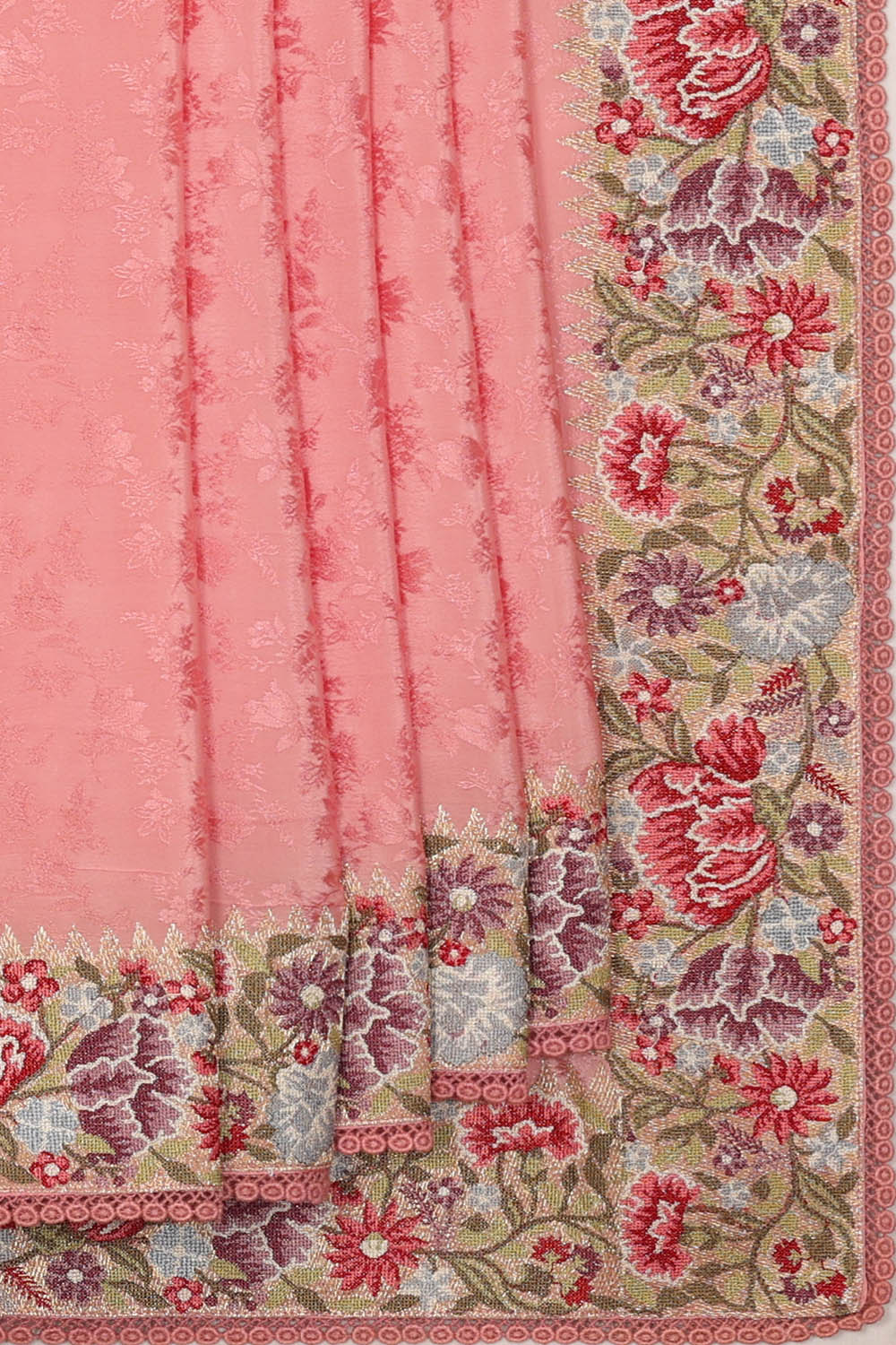 Image of Pink Embroidery Silk Saree