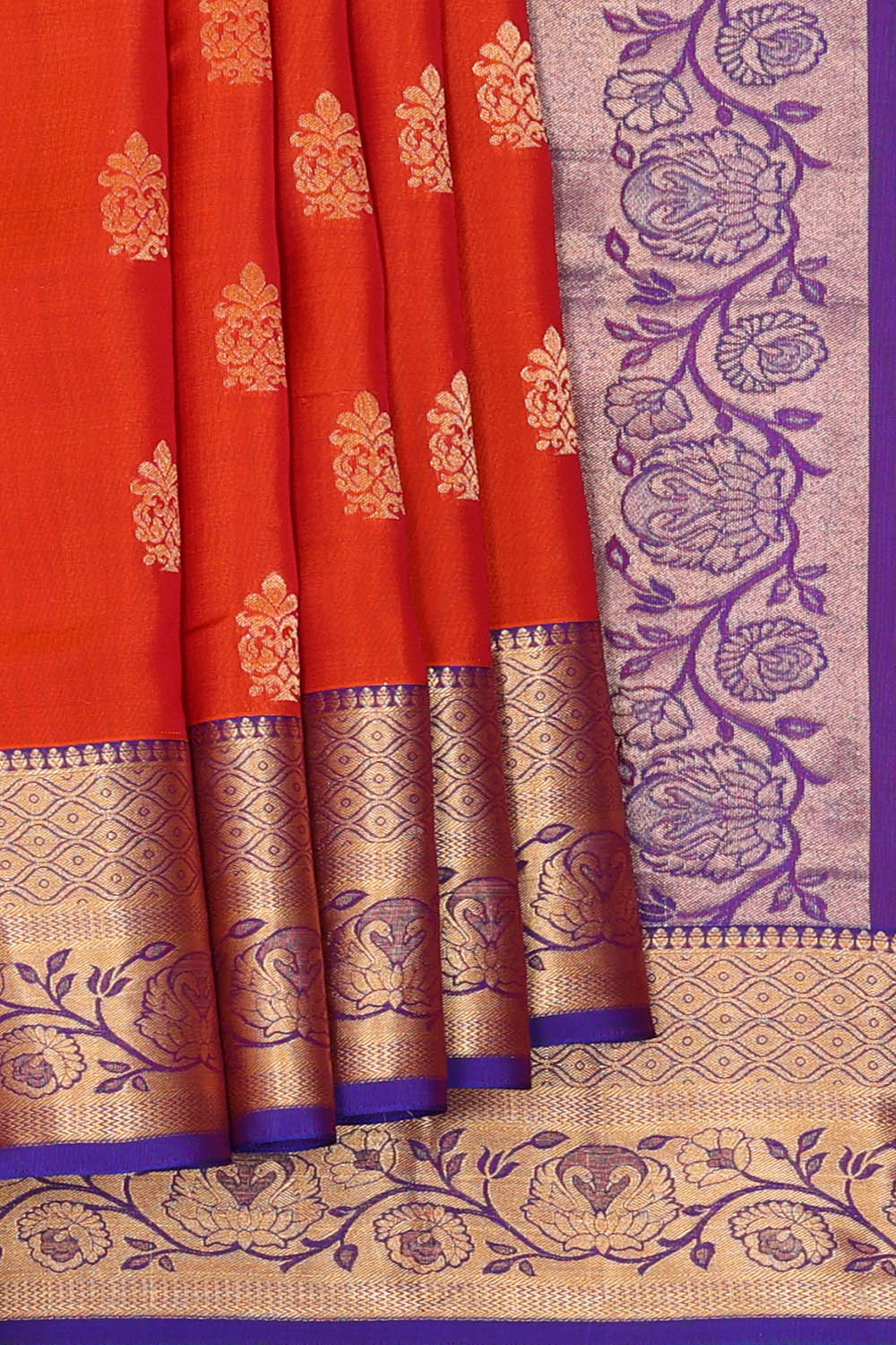 Image of Kanchipattu Silk Orange Saree