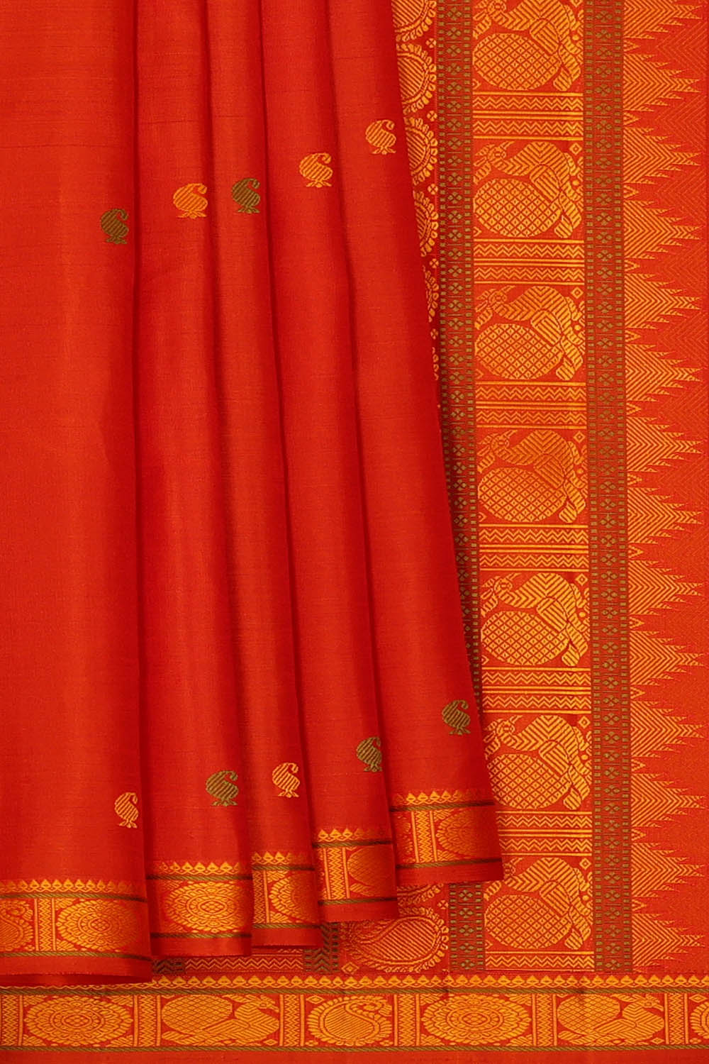 Image of Arani Silk Dark Orange Saree