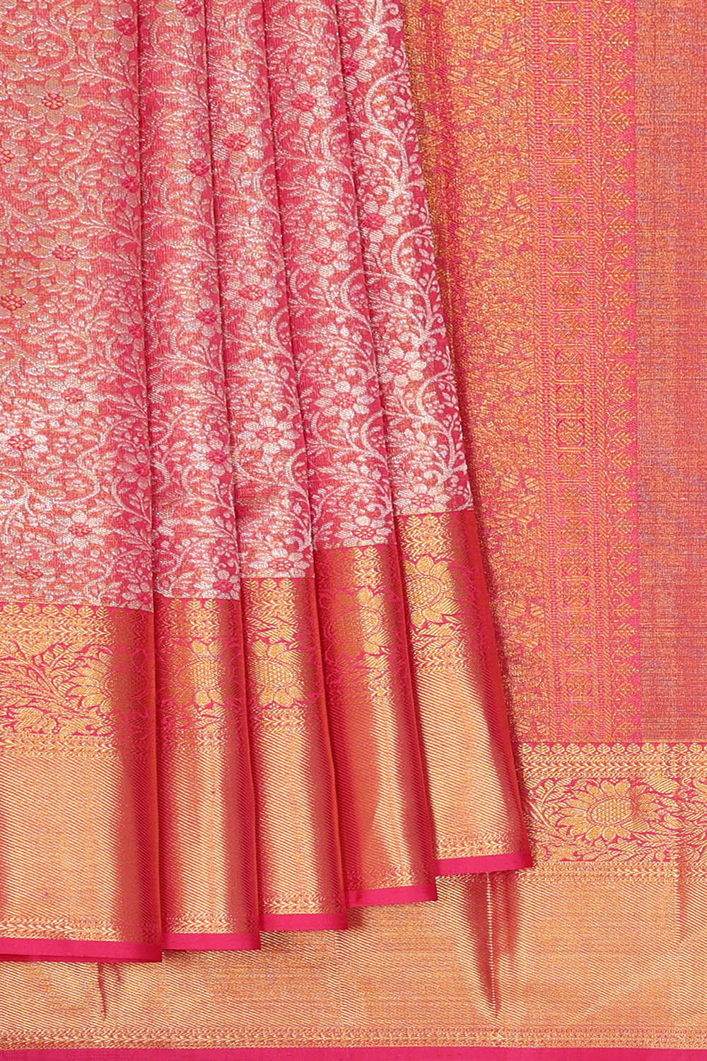 Image of Kanchipattu Tissue Pink Saree