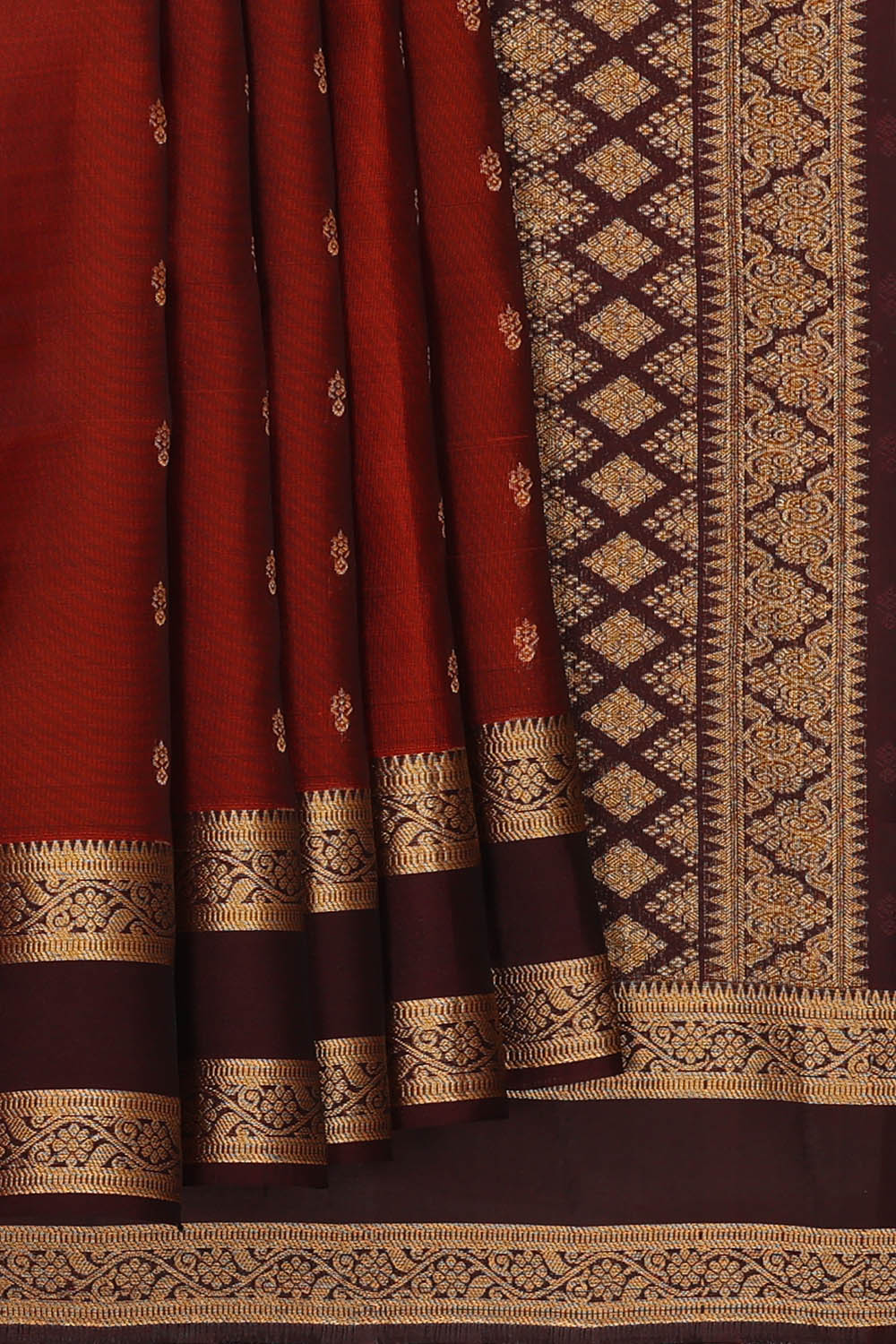 Image of Kanchipattu Silk Brown Saree