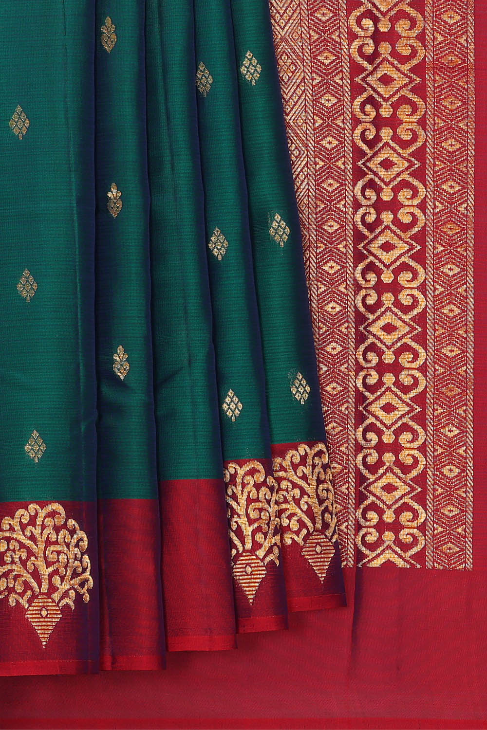 Image of Peacock Green South Silk Saree