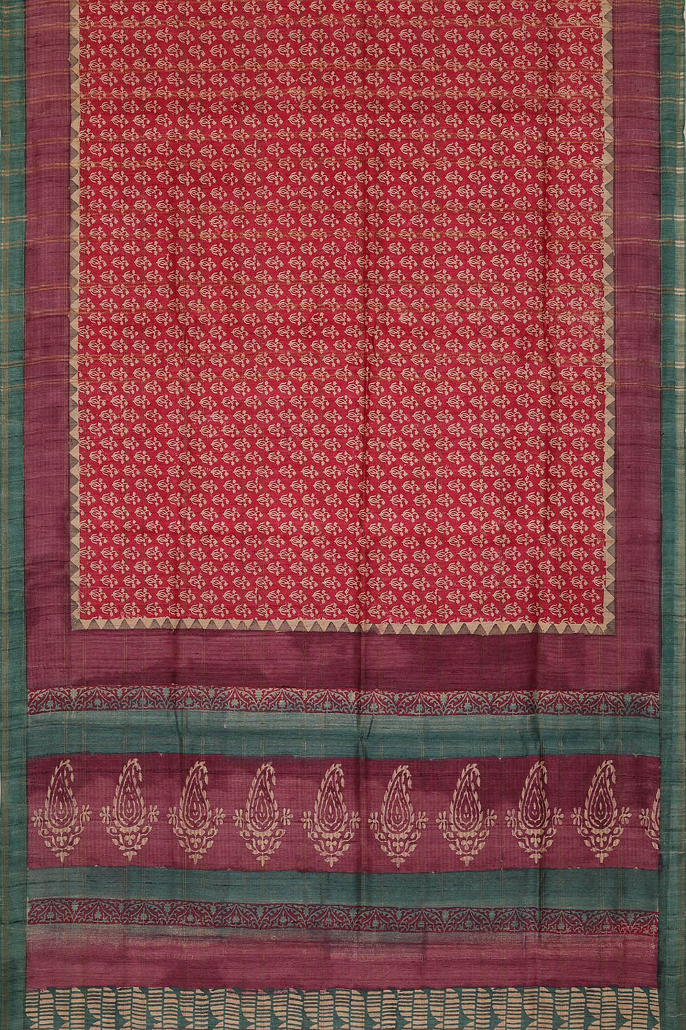 Image of Tussar Silk Coral Pink Saree