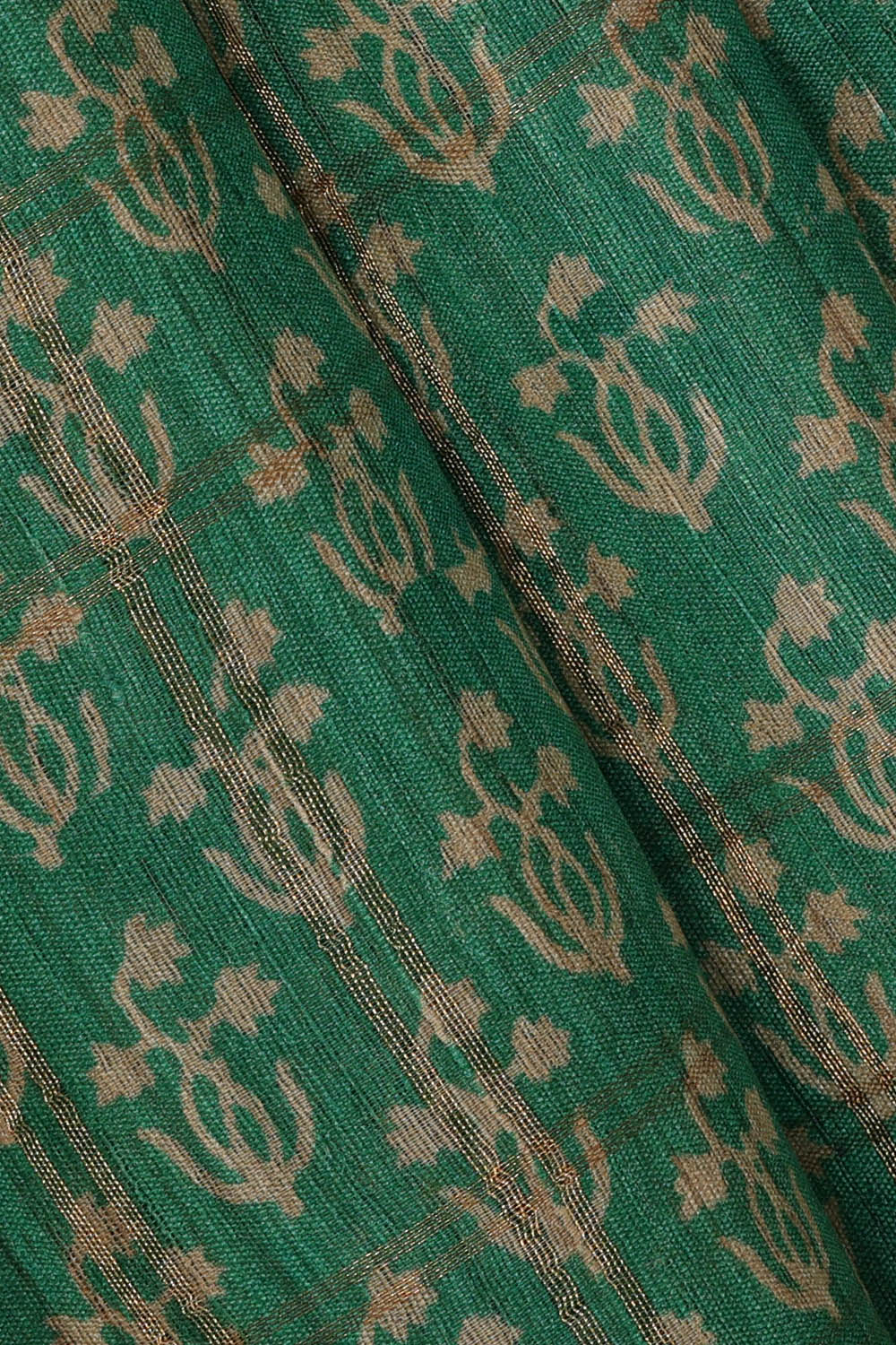 Image of Tussar Silk Emerald Green Saree
