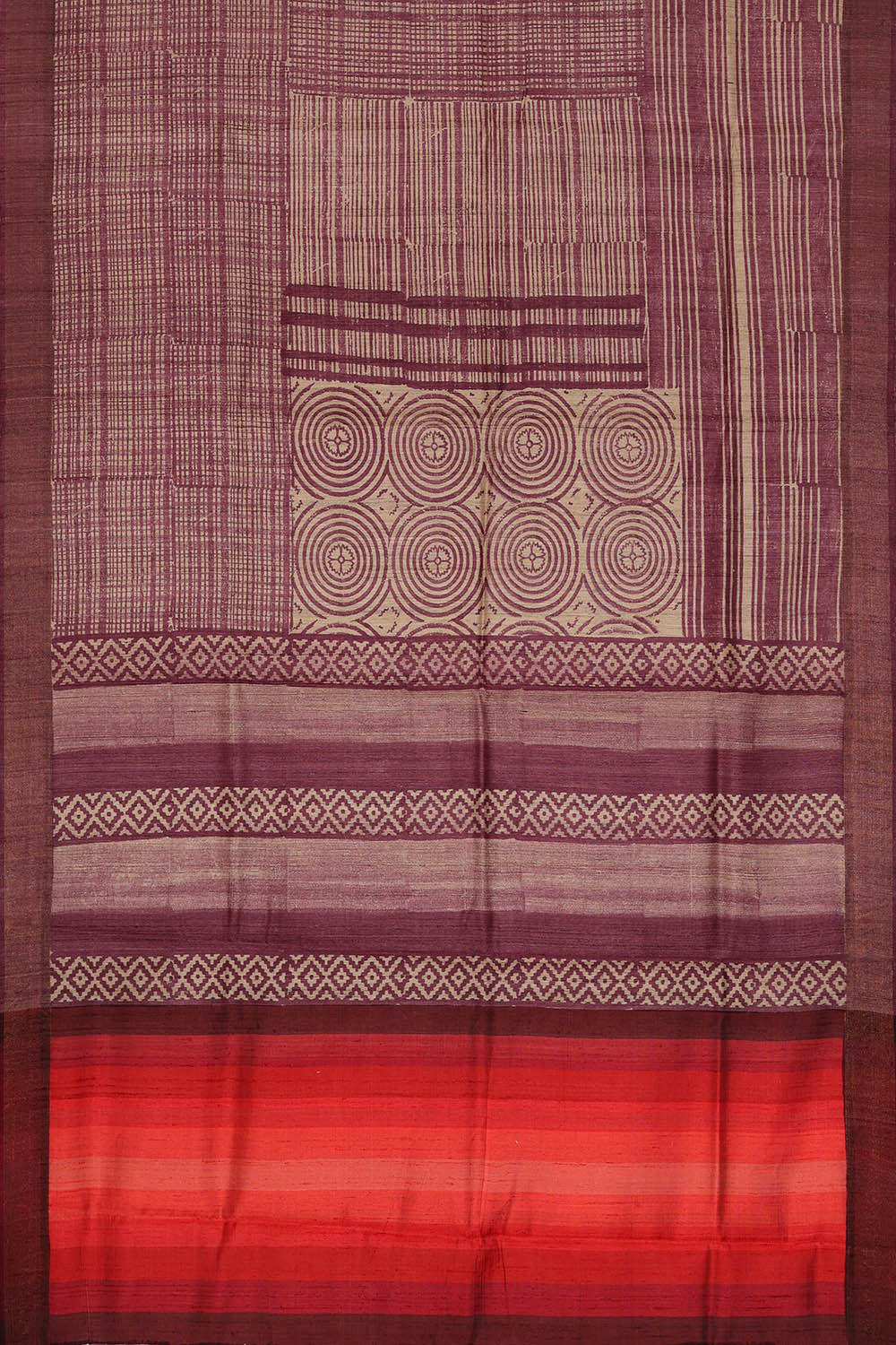 Image of Tussar Silk Wine Purple Saree