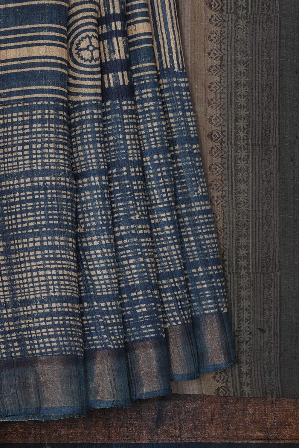 Image of Tussar Silk Blue Saree