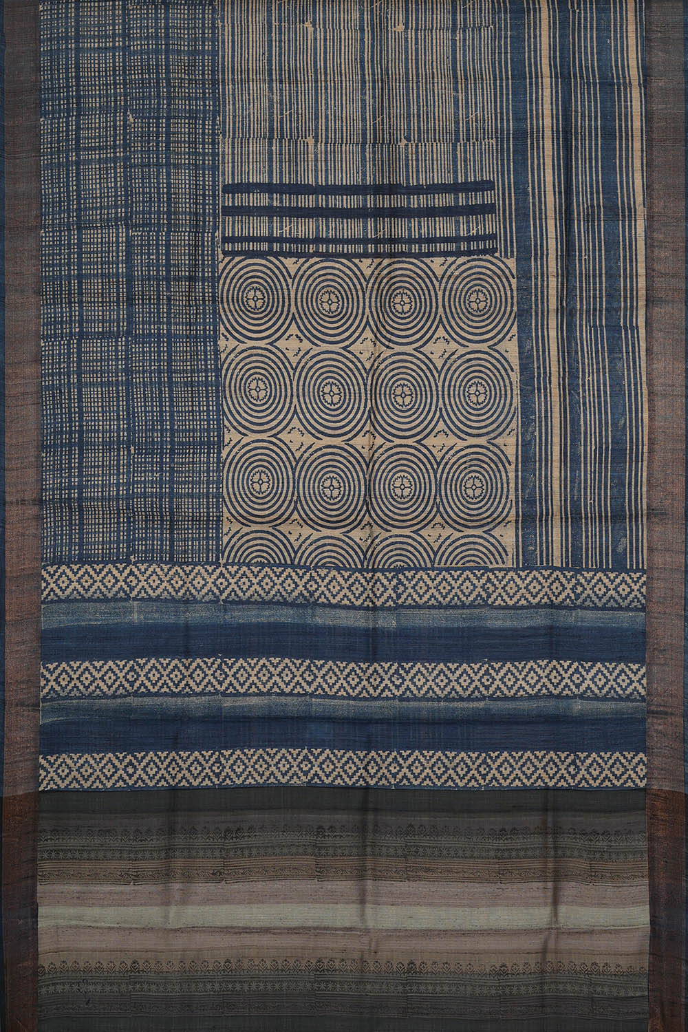 Image of Tussar Silk Blue Saree