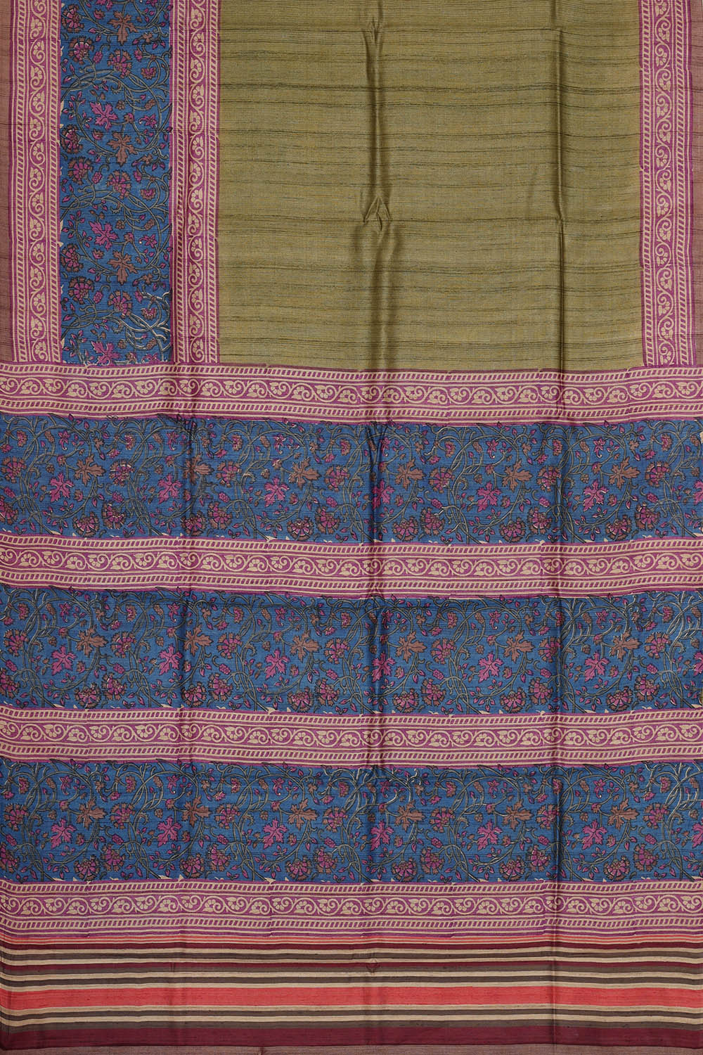 Image of Tussar Silk Sage Green Saree
