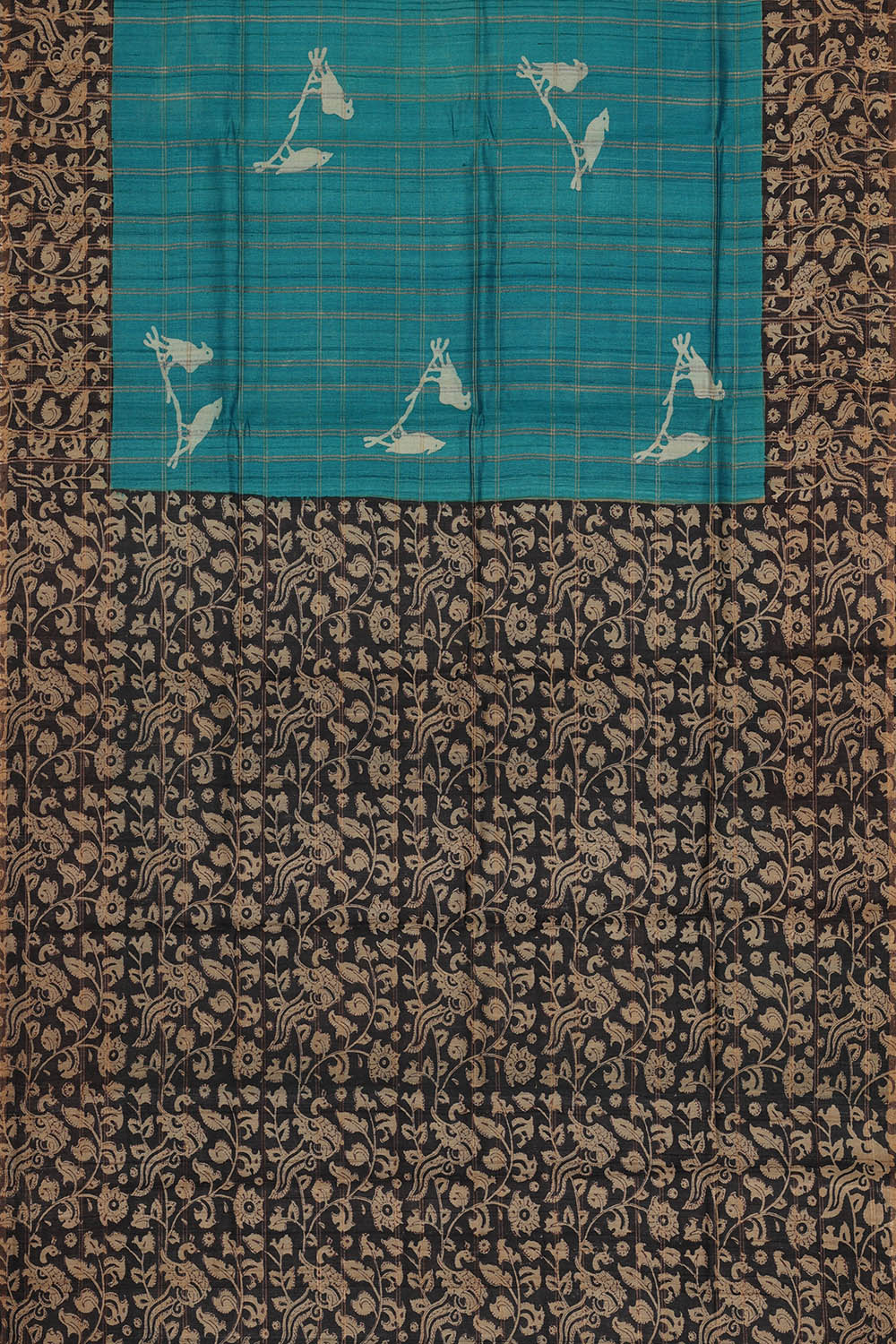 Image of Tussar Silk Blue Saree