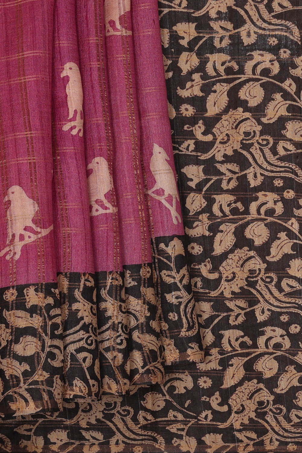 Image of Tussar Silk Magenta Saree