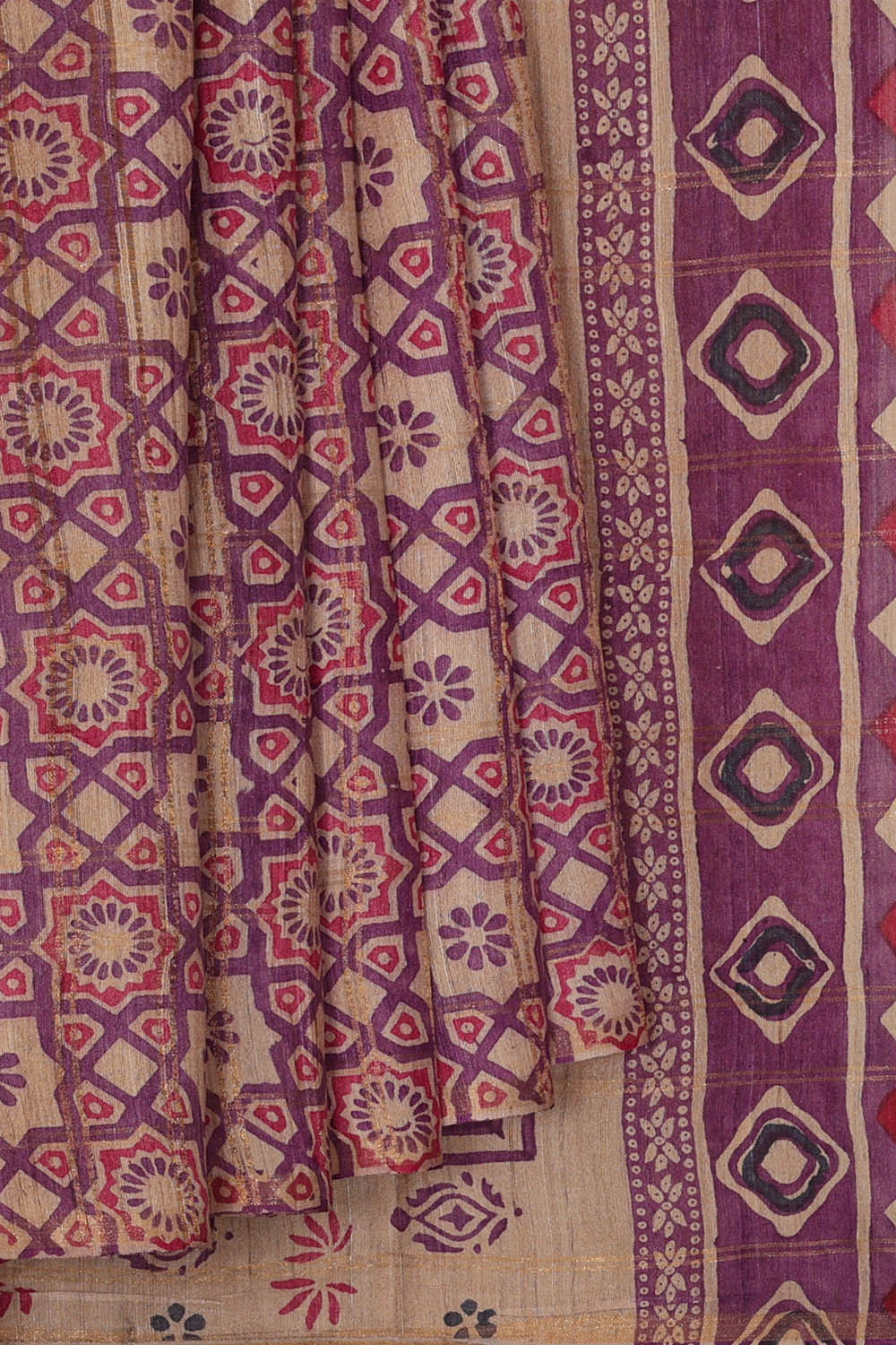 Image of Tussar Silk Beige Saree