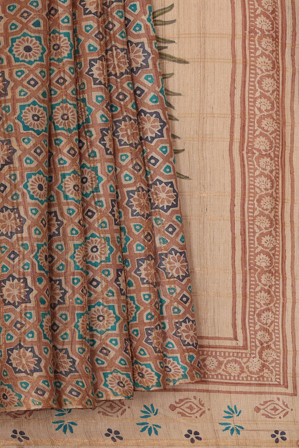 Image of Tussar Silk Dark Beige Saree