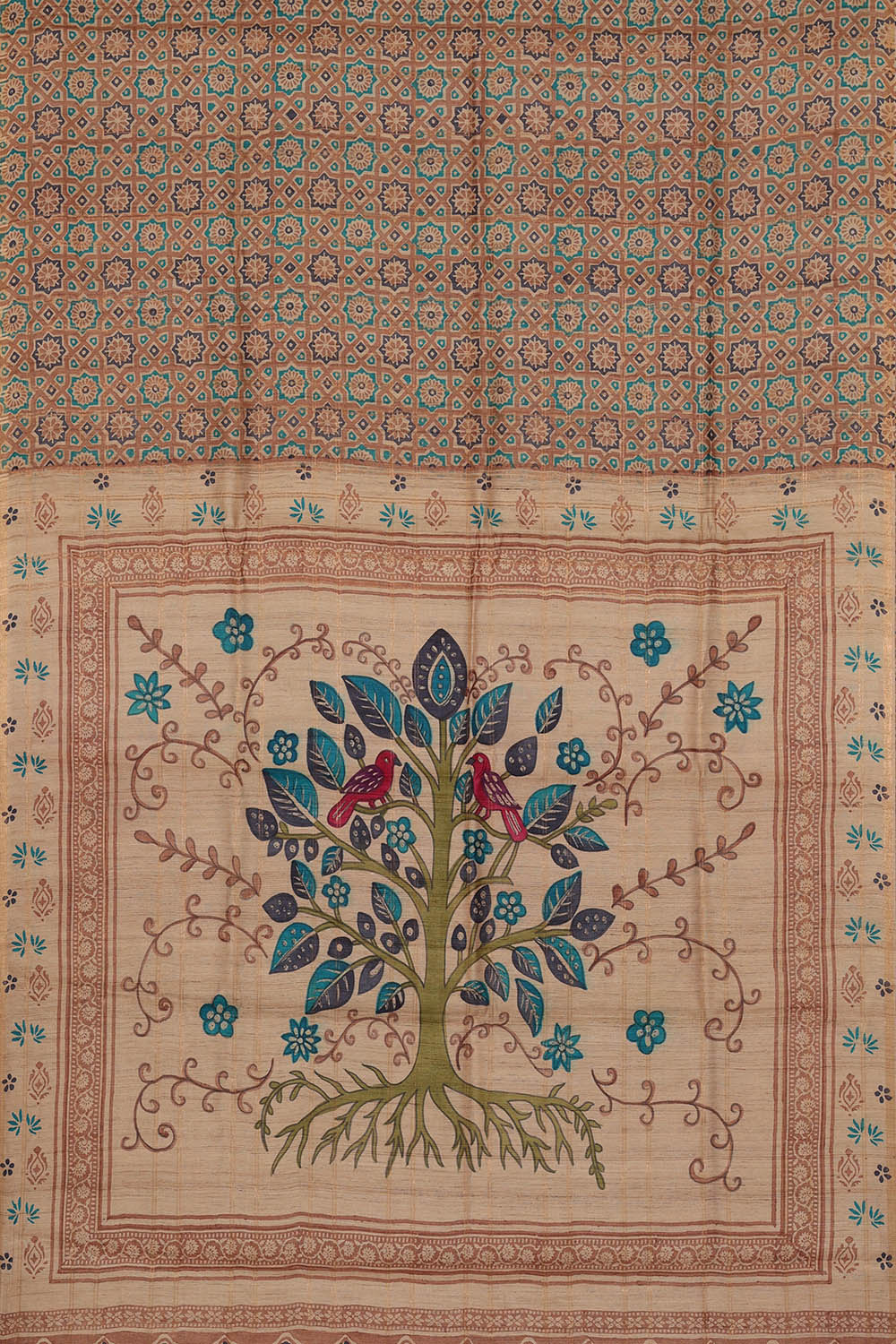 Image of Tussar Silk Dark Beige Saree