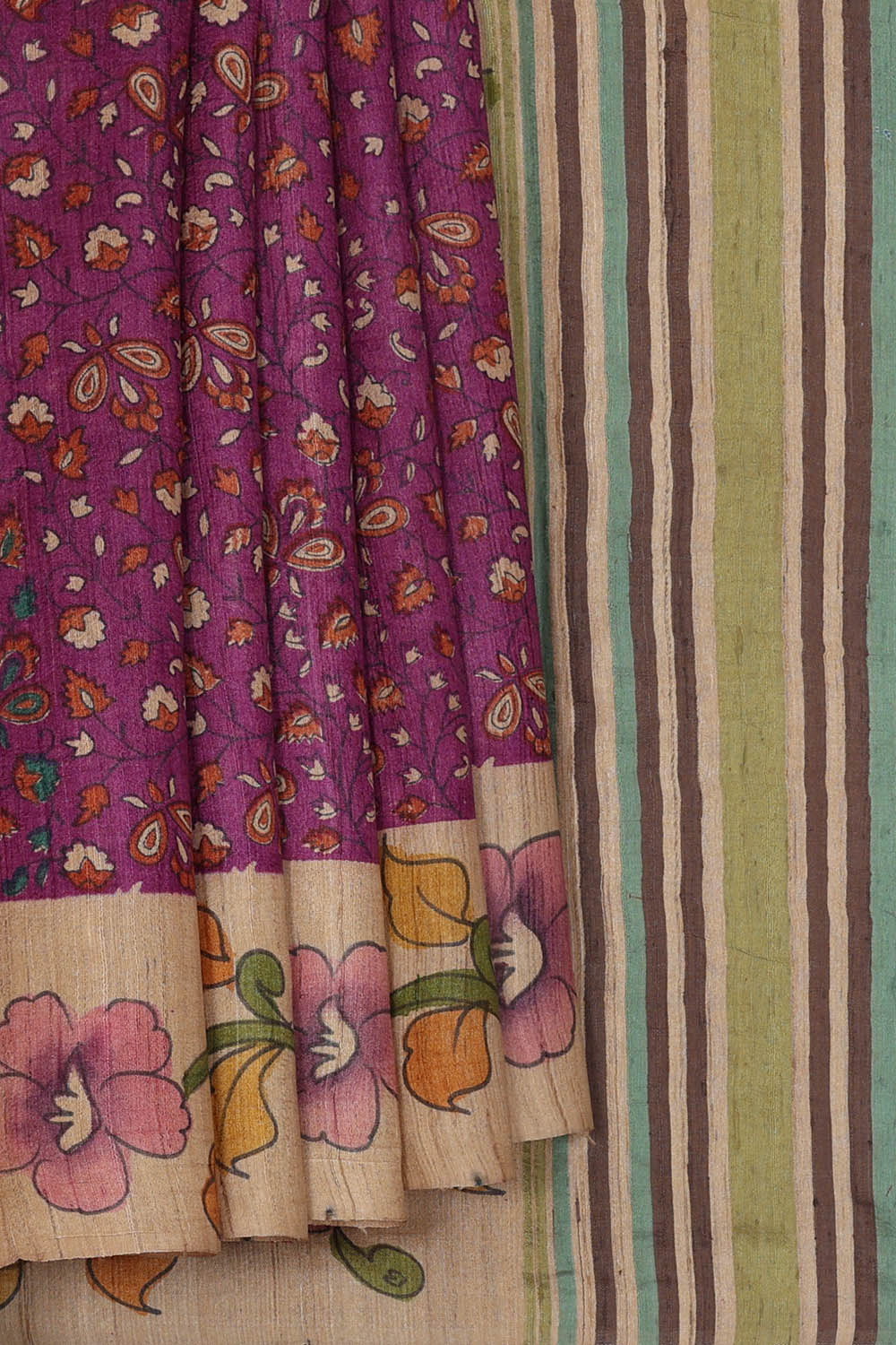 Image of Tussar Silk Purple Saree