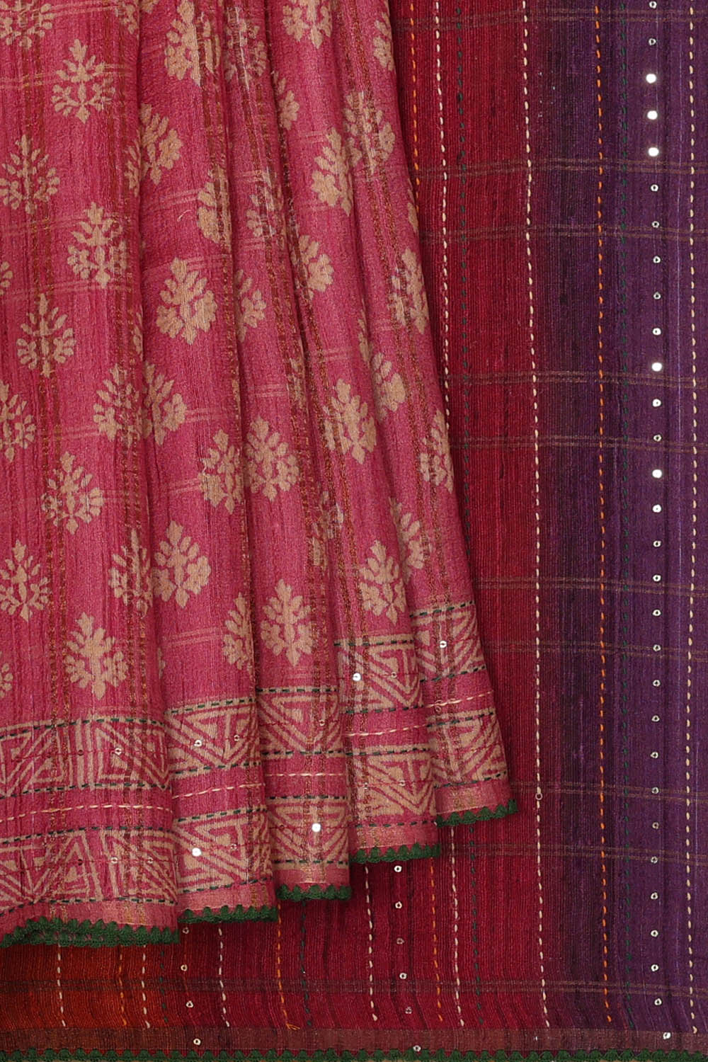 Image of Tussar Silk Pink Saree