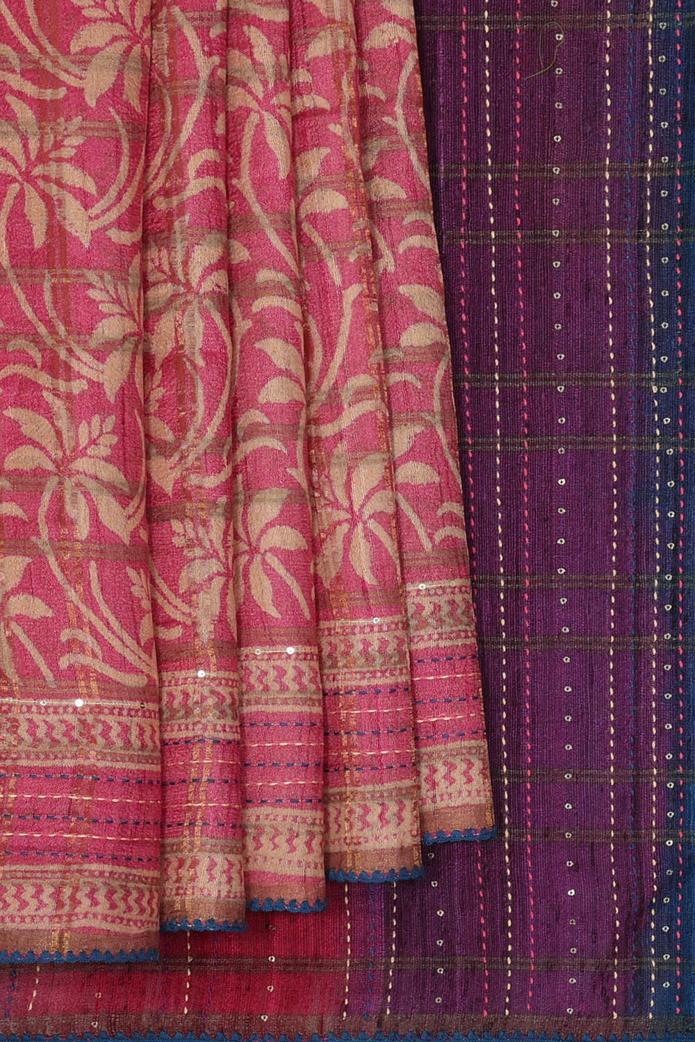 Image of Tussar Silk Pink Saree