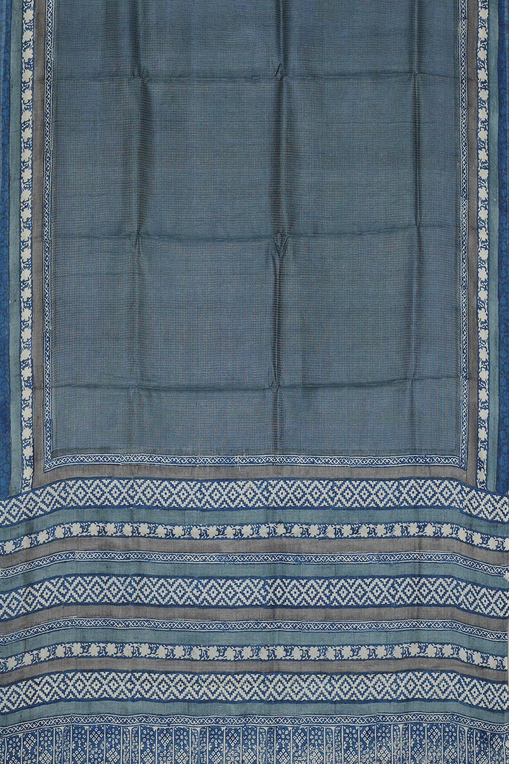 Image of Tussar Silk Blue Saree