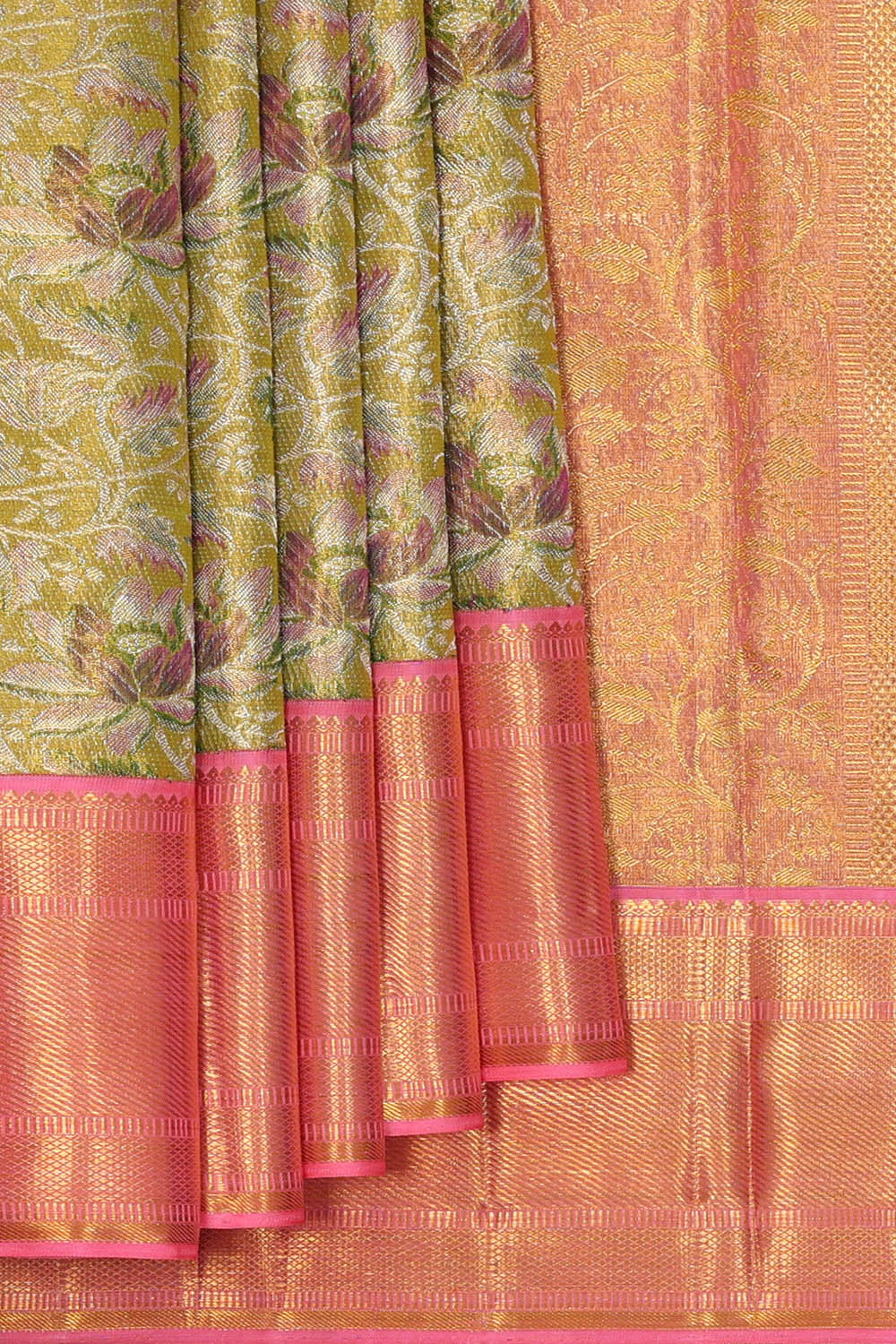 Image of Kanchipattu Tissue Silk Green Saree