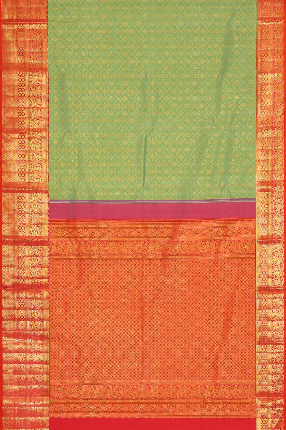 Image of Kanchipattu Mint-Green Brocade Saree