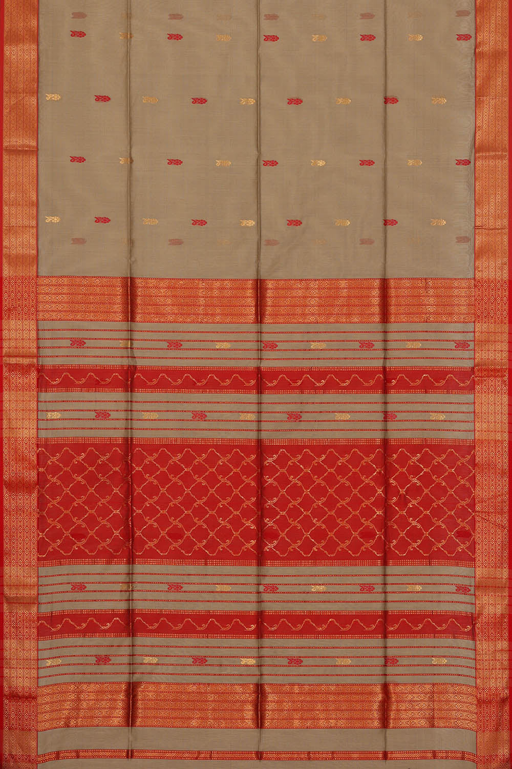 Image of Maheshwari Cotton Silk Grey Saree