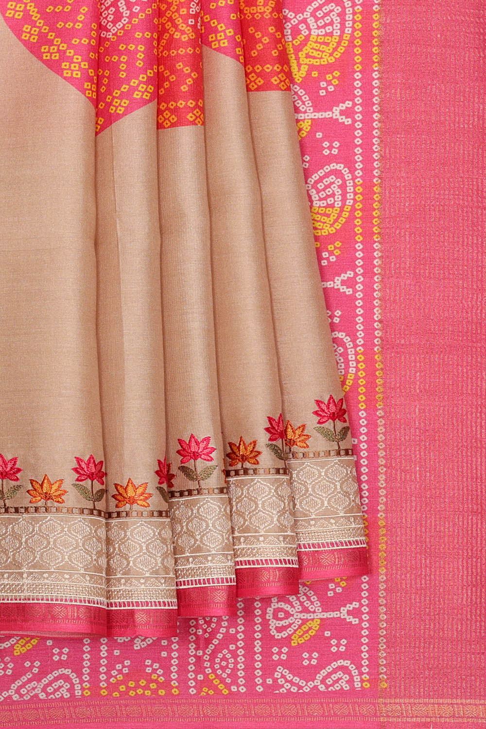 Image of Tussar Silk Beige Saree