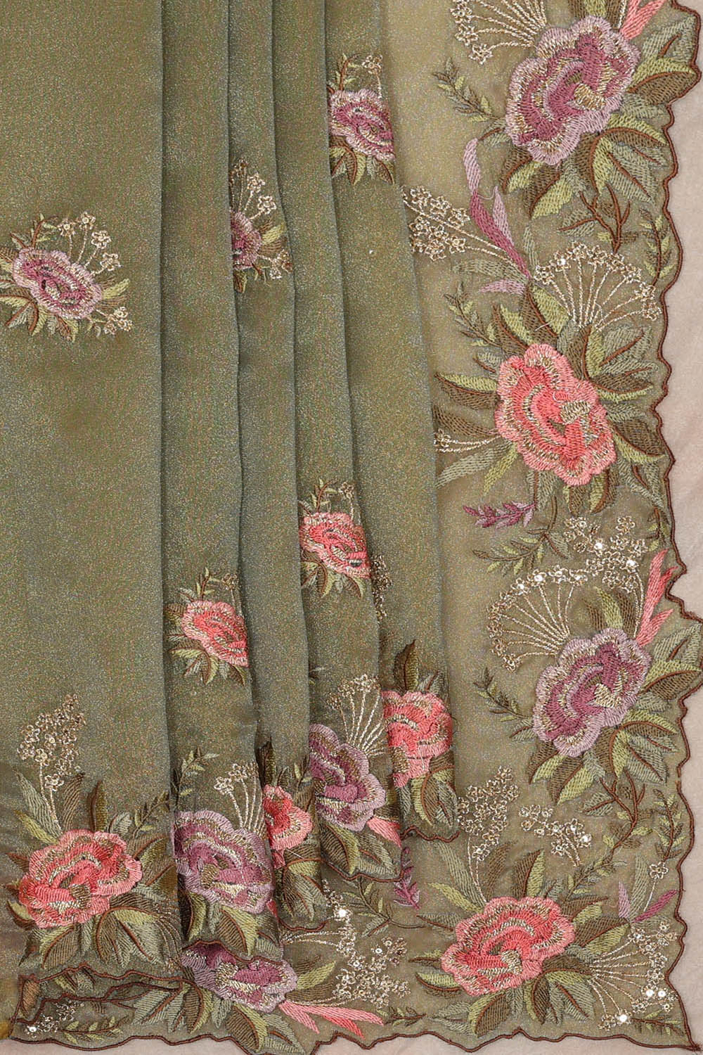Image of Kora Silk Green Saree
