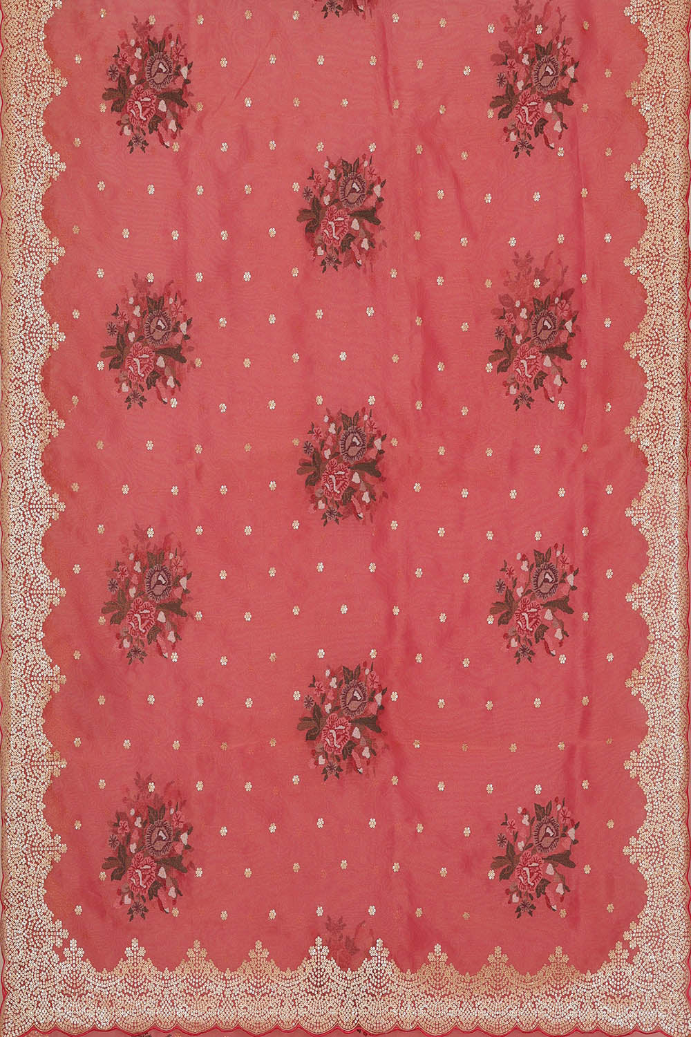 Image of Kora Silk Coral Pink Saree