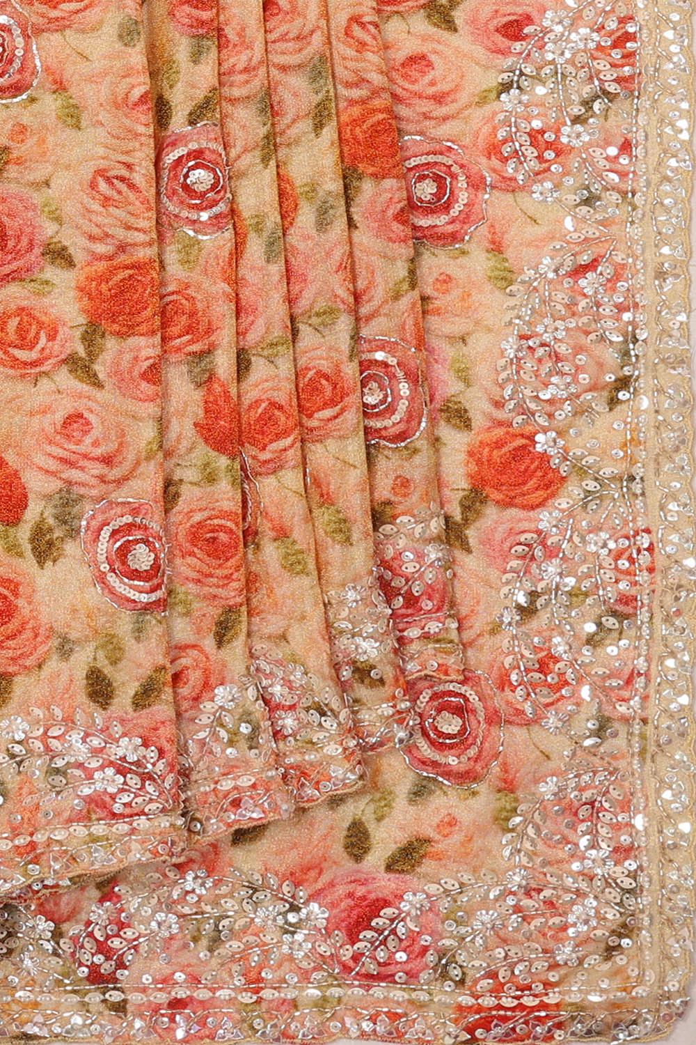 Image of Multi-Coloured Embroidery Silk Saree