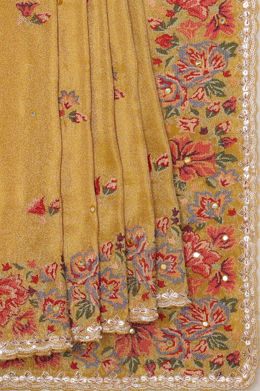 Image of Mustard Shimmering Silk Saree