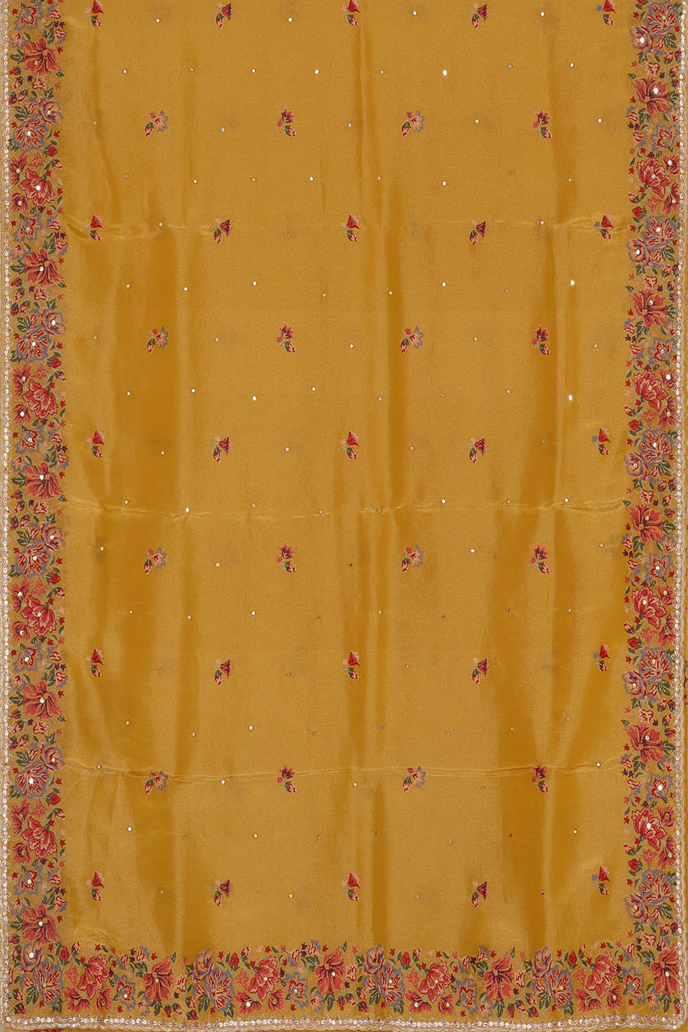 Image of Mustard Shimmering Silk Saree
