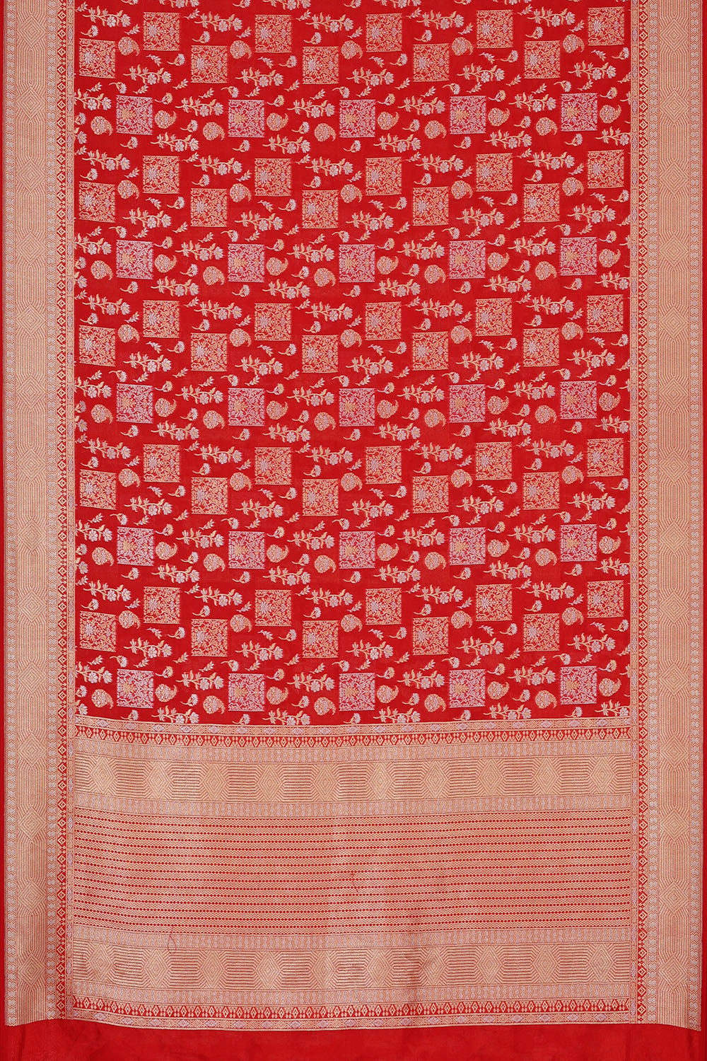 Image of Red Banarasi Silk Cotton Saree