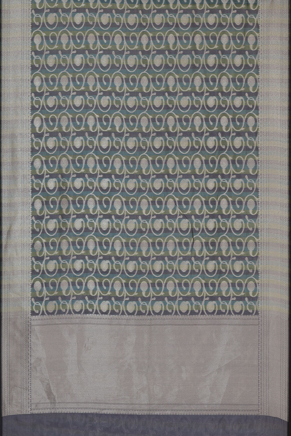 Image of Silver Grey Banarasi Silk Cotton Saree