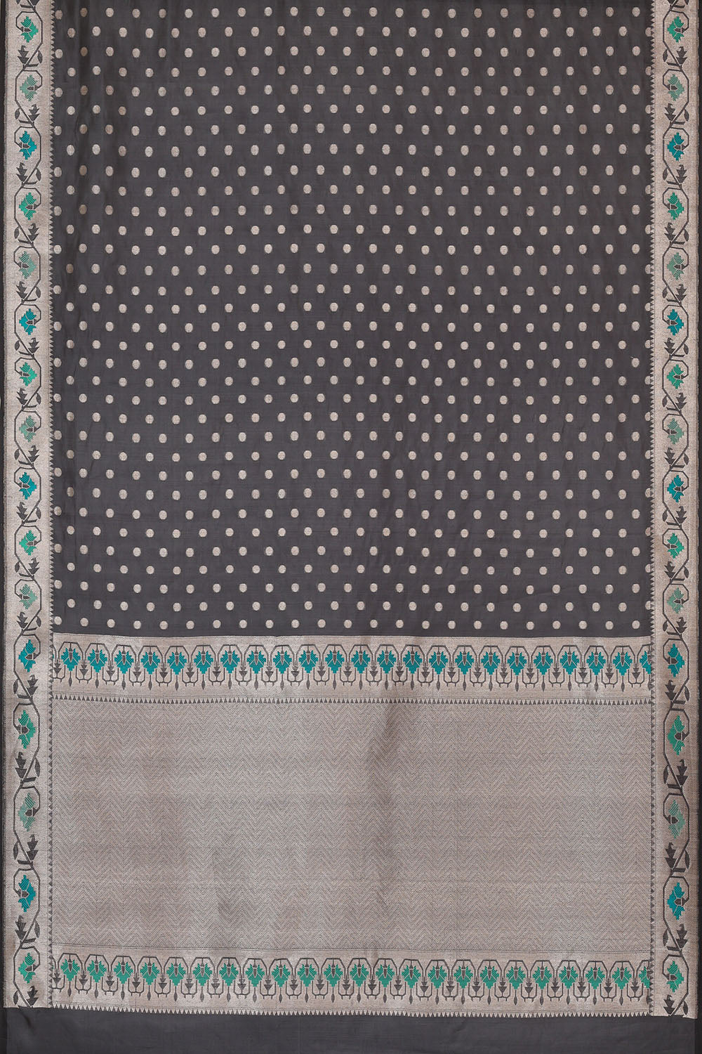 Image of Grey Banarasi Silk Cotton Saree