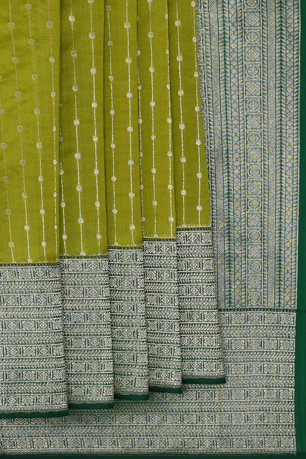 Image of Spring-Green Banarasi Silk Cotton Saree