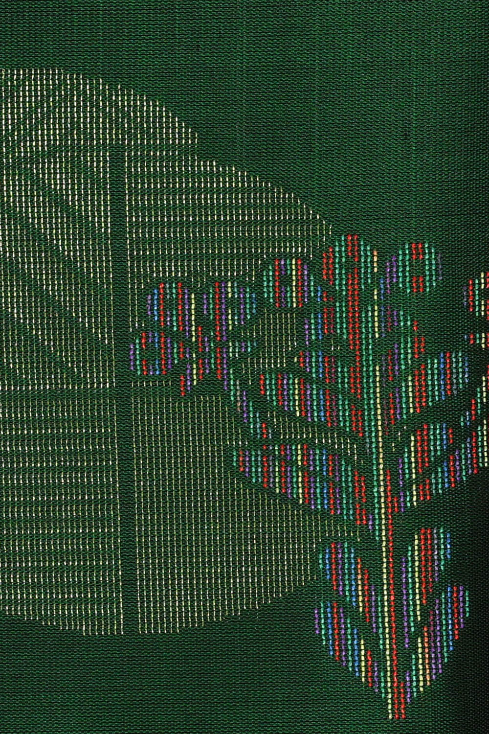 Image of South Silk Dark Green Saree
