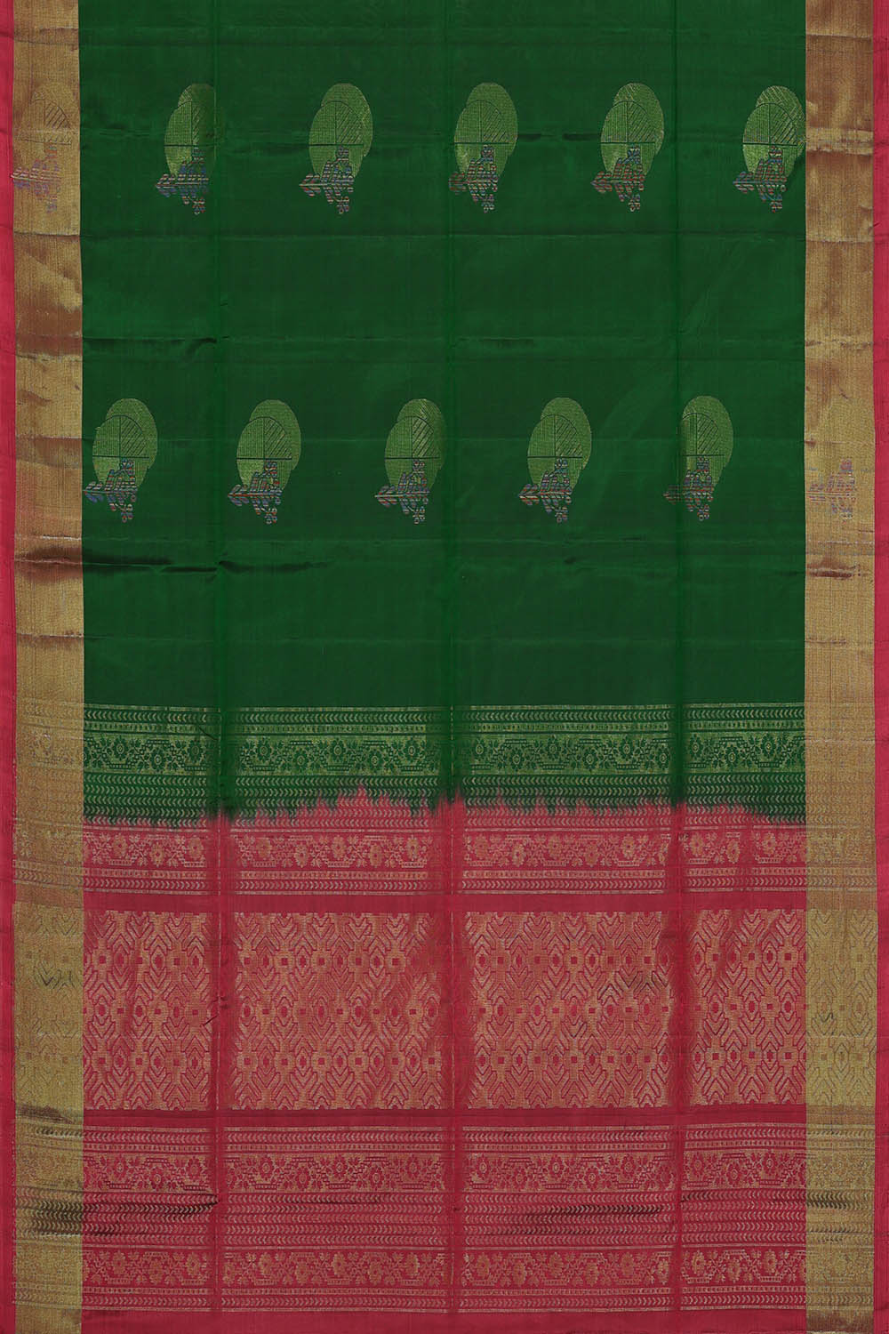 Image of South Silk Dark Green Saree