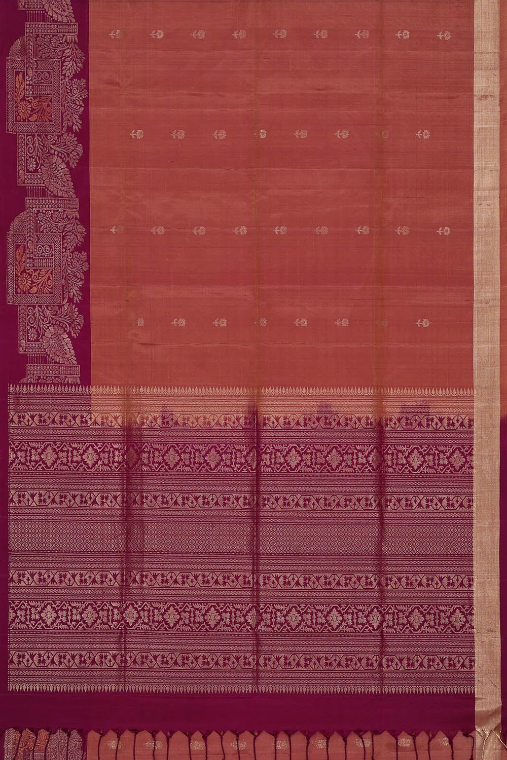 Image of South Silk Copper Red Saree