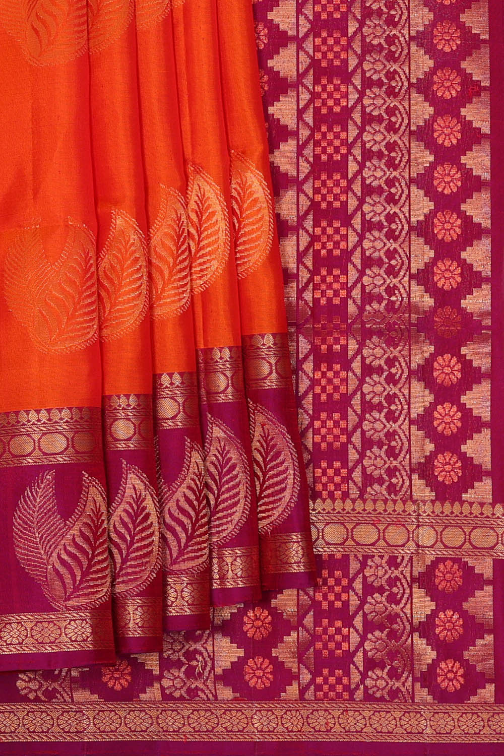Image of South Silk Orange Saree