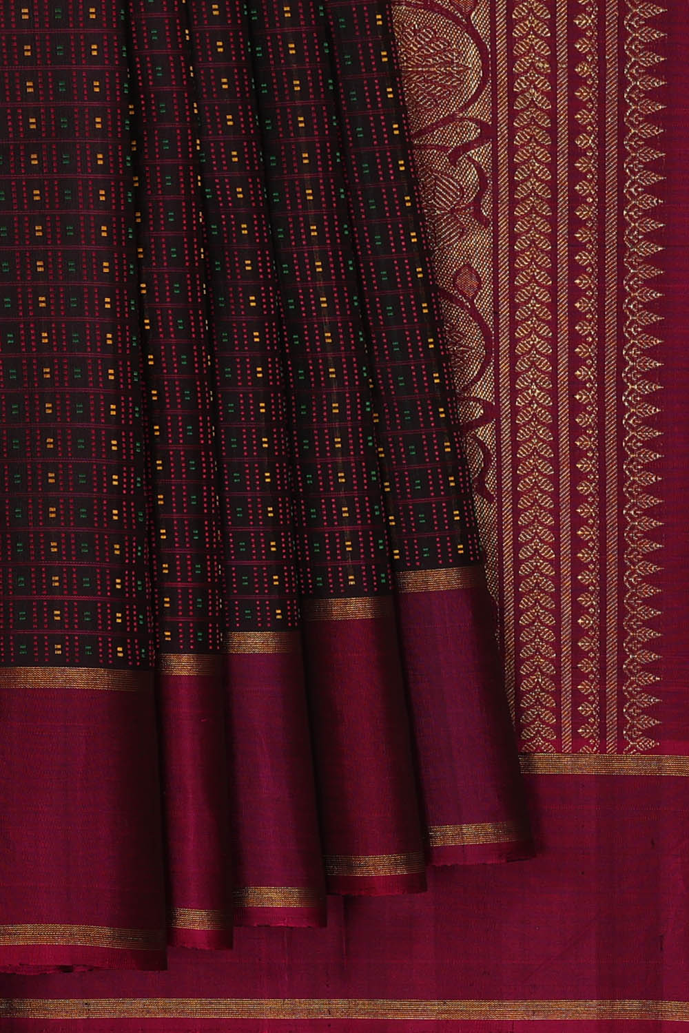 Image of Arani Silk Dark Wine Purple Saree
