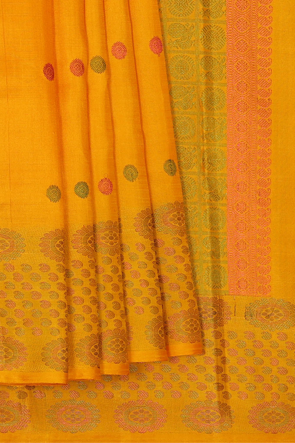 Image of Arani Silk Mustard Yellow Saree