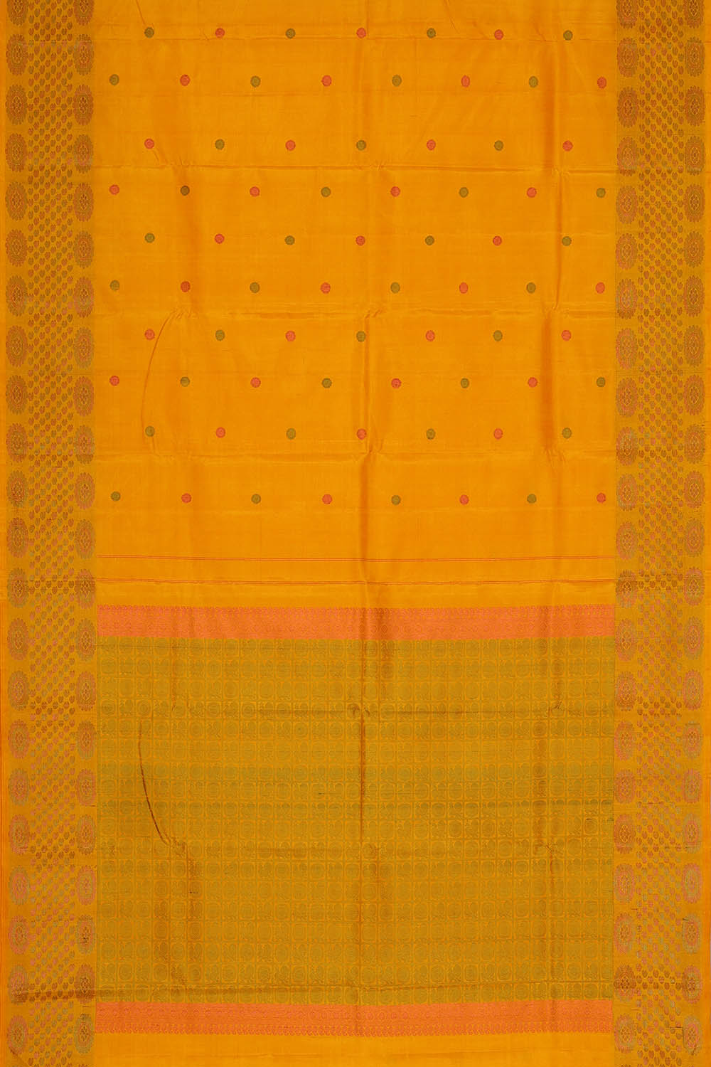 Image of Arani Silk Mustard Yellow Saree