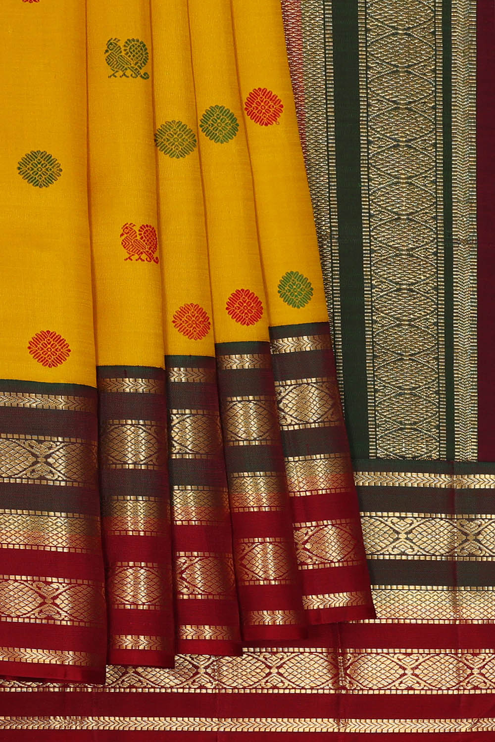 Image of Arani Silk Yellow Saree