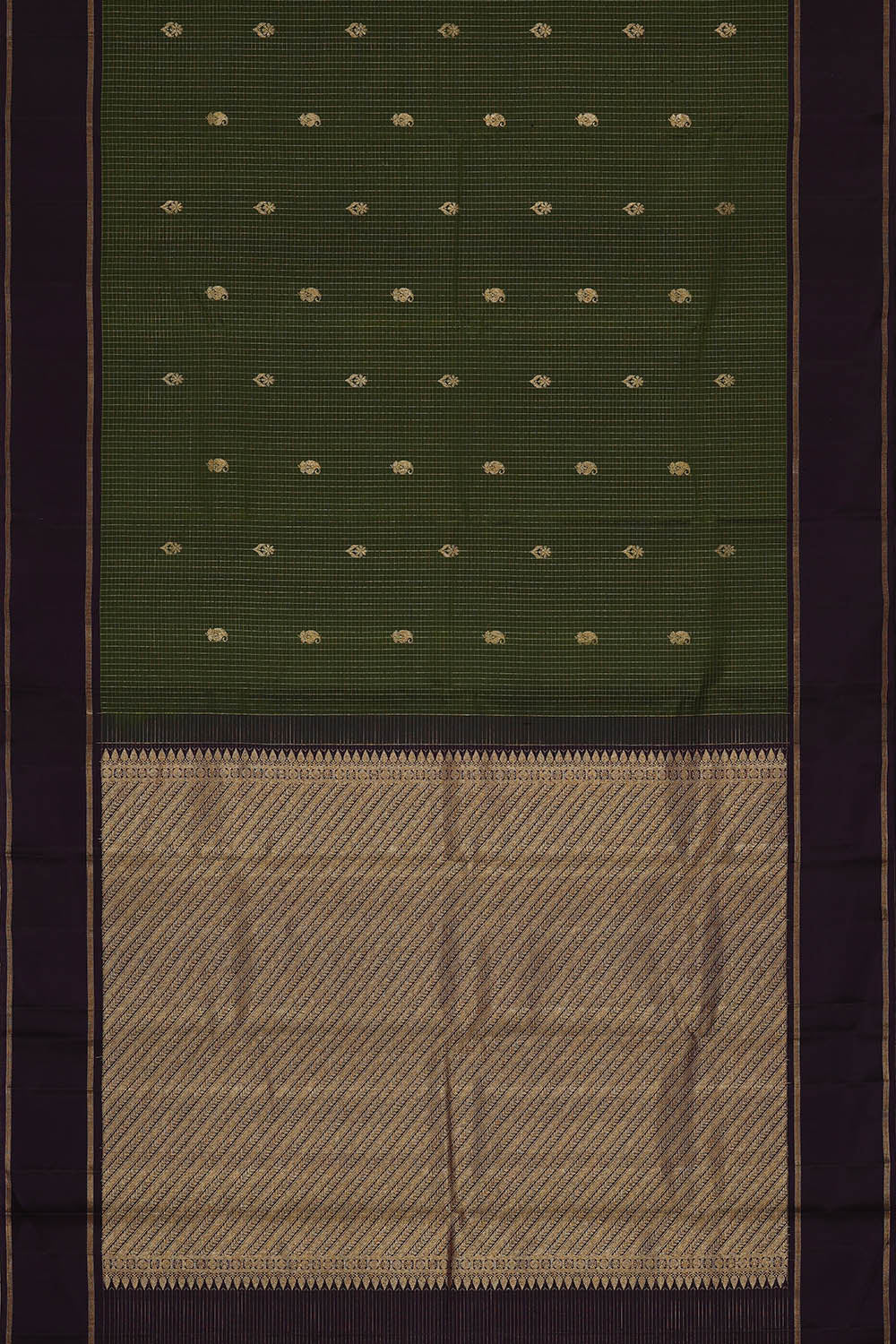 Image of Arani Silk Dark Green Saree