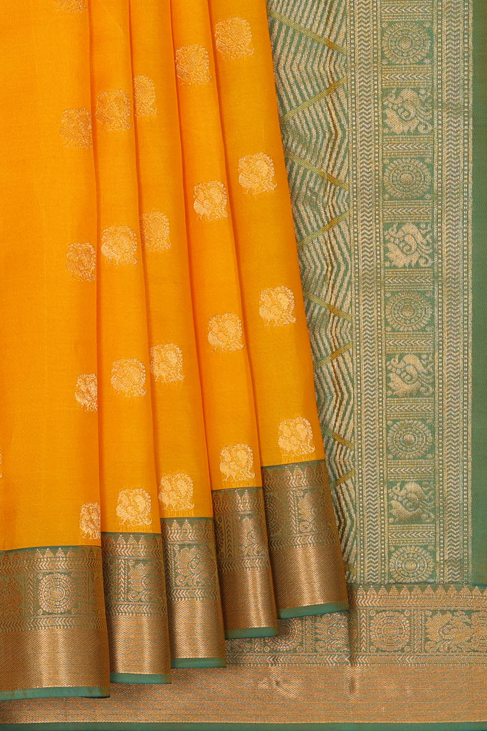 Image of Kanchipattu Silk Yellow Saree