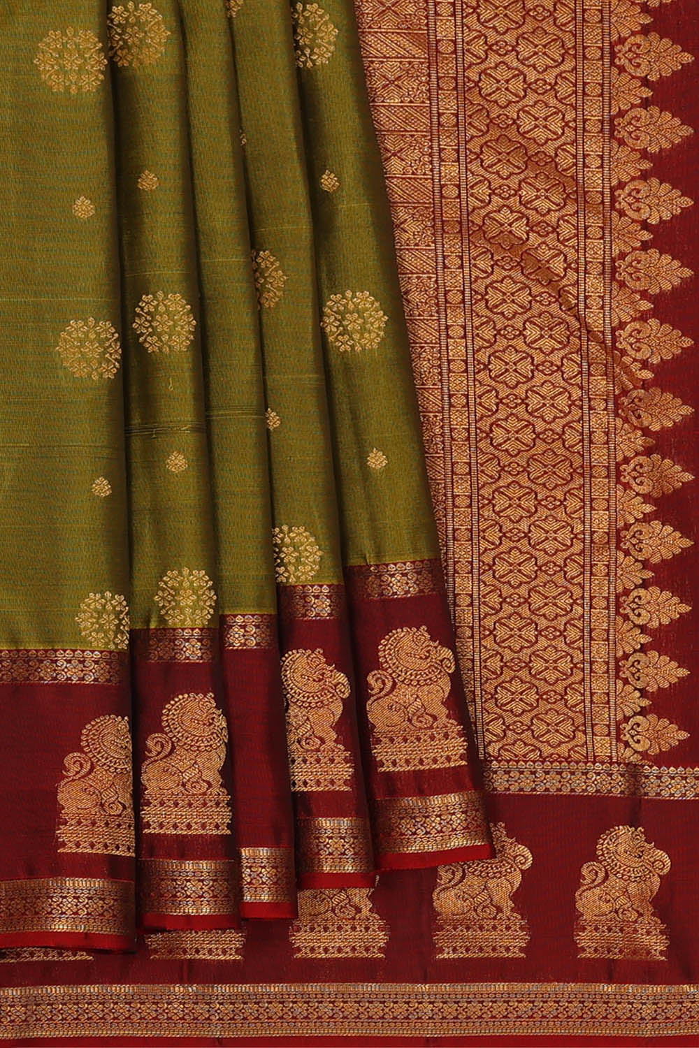 Image of Kanchipattu Silk Dark Green Saree