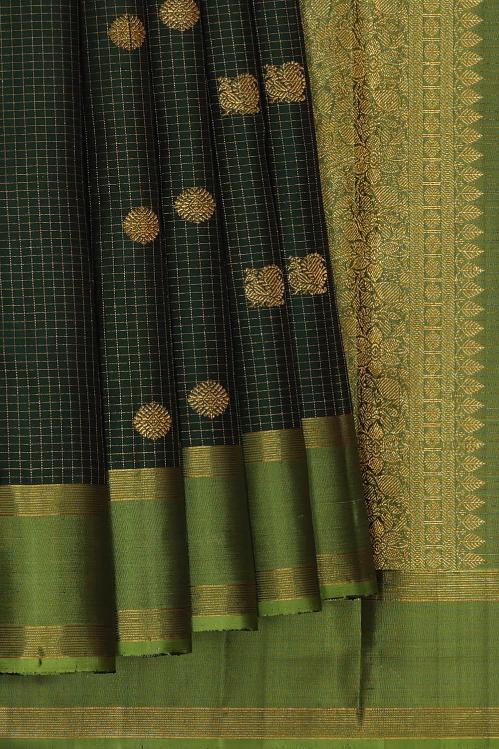 Image of Arani Silk Bottle Green Saree